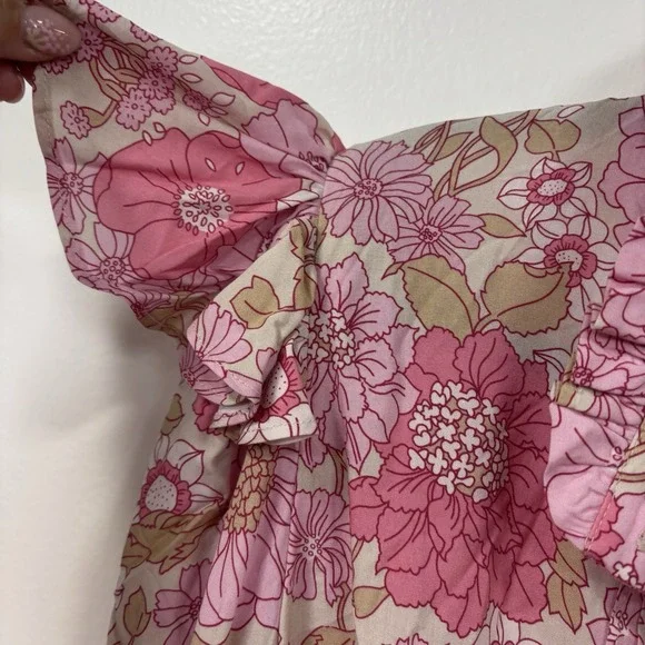 Selkie RARE Tuxedo Blouse Wallflower Pink Ruffle Floral Shirt Plus Size 4X NEW - Picture 6 of 9